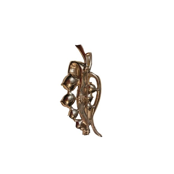 Vintage Joseph Weisner NY Ruby Red Rhinestone Silver Toned Brooch - Picture 4 of 5